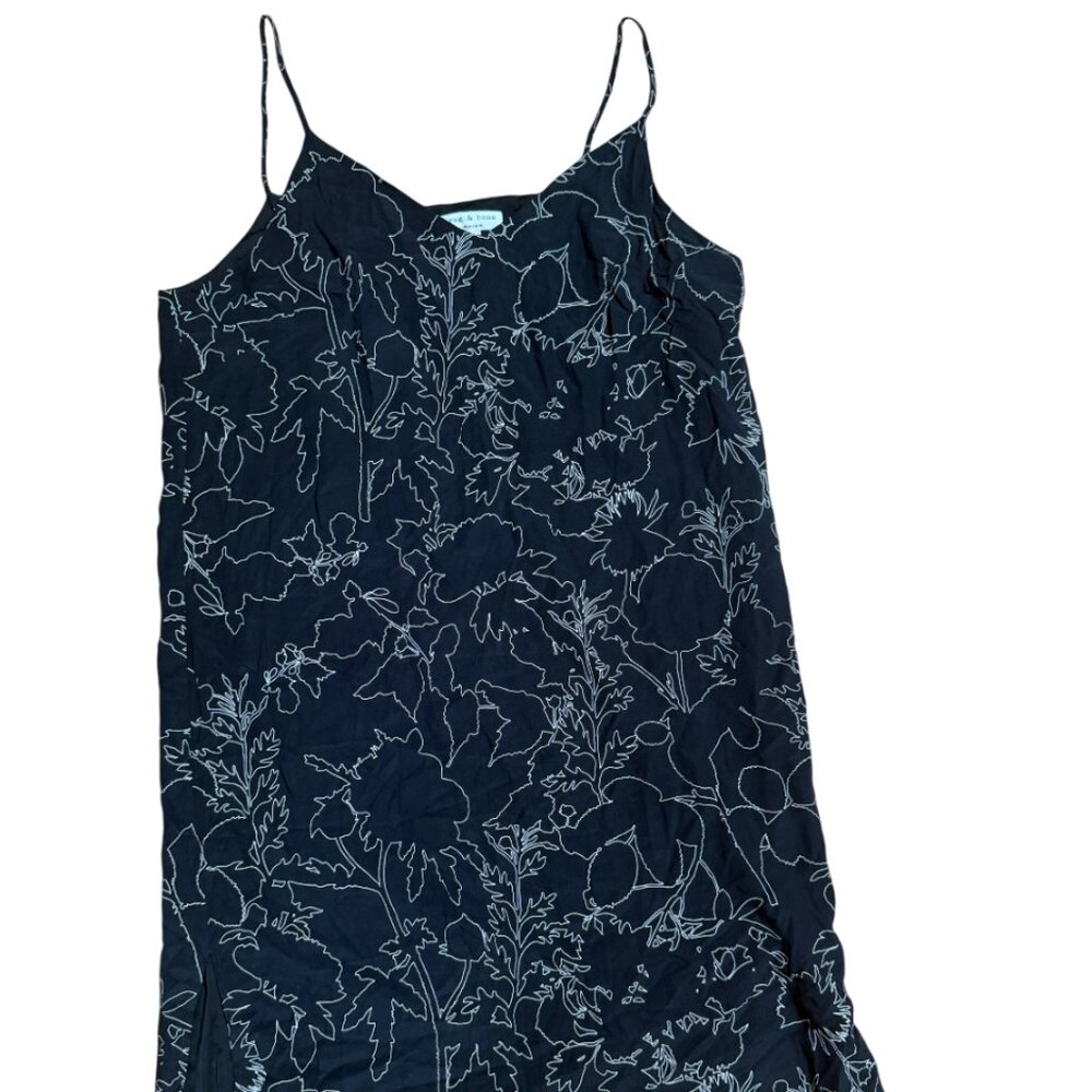 Rag & Bone Womens Vintage Slip Midi Floral Black & White Dress